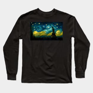 Statue of liberty like starry night Long Sleeve T-Shirt